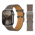 Correa de repuesto para Apple Watch de cuero para mujer y hombre gris