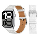 Correa de repuesto para Apple Watch de cuero para mujer y hombre blanco