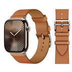 Correa de repuesto para Apple Watch de cuero para mujer y hombre marrón