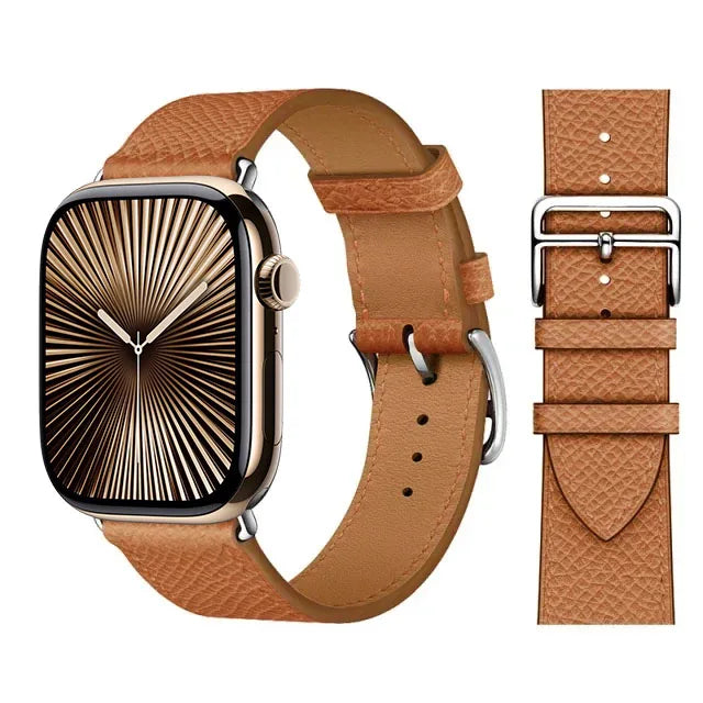 Correa de repuesto para Apple Watch de cuero para mujer y hombre marrón
