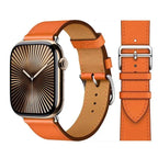 Correa de repuesto para Apple Watch de cuero para mujer y hombre naranja