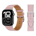 Correa de repuesto para Apple Watch de cuero para mujer y hombre rosa