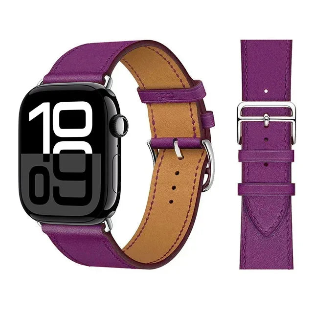 Correa de repuesto para Apple Watch de cuero para mujer y hombre violeta