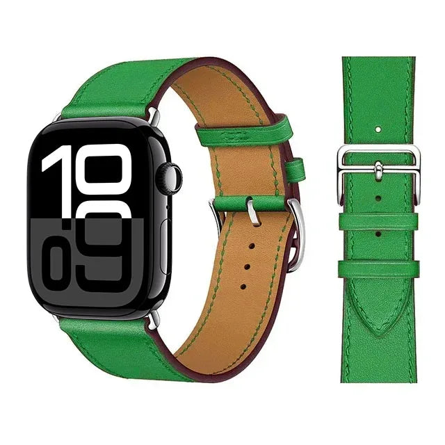 Correa de repuesto para Apple Watch de cuero para mujer y hombre verde
