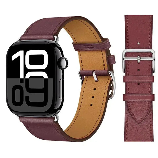 Correa de repuesto para Apple Watch de cuero para mujer y hombre violeta