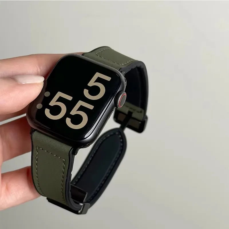 Correa de repuesto para Apple Watch en cuero verde