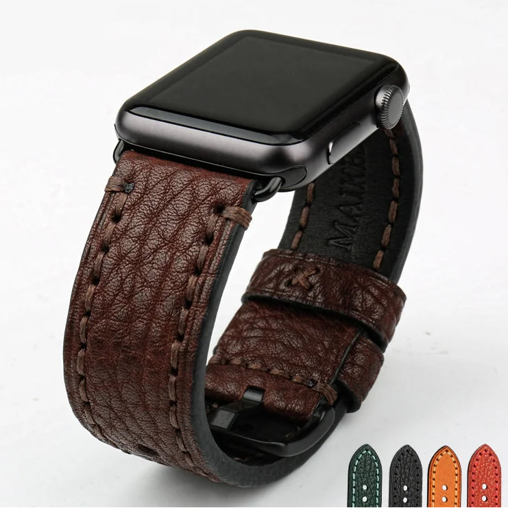 Correa de repuesto para Apple Watch en cuero envejecido marrón
