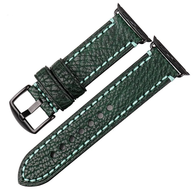 Correa de repuesto para Apple Watch en cuero envejecido verde