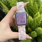 Pulsera de repuesto para Apple Watch en resina blanco rosa