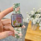 Pulsera de repuesto para Apple Watch en resina verde y rosa