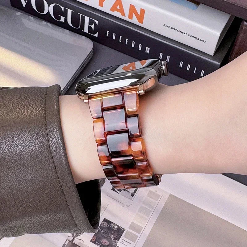 Pulsera de repuesto para Apple Watch en resina marrón