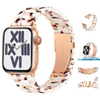Pulsera de repuesto para Apple Watch en resina blanco y marrón