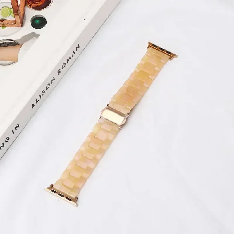 Pulsera de repuesto para Apple Watch en resina amarillo beige