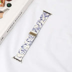 Pulsera de repuesto para Apple Watch en resina blanco y azul