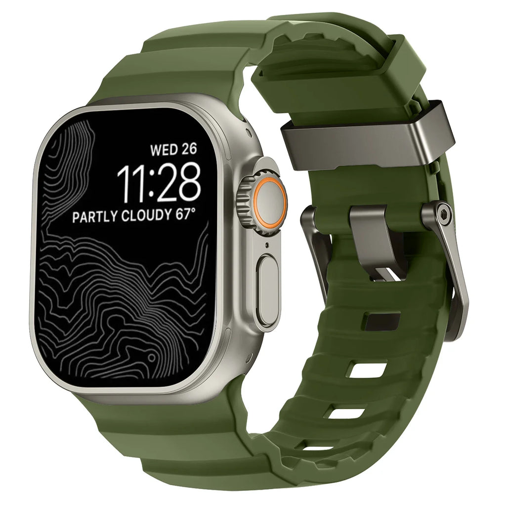 Correa de repuesto para Apple Watch de silicona gruesa verde