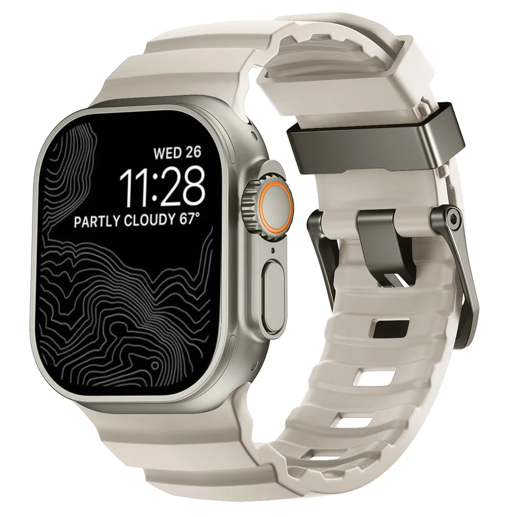 Correa de repuesto para Apple Watch de silicona gruesa blanca
