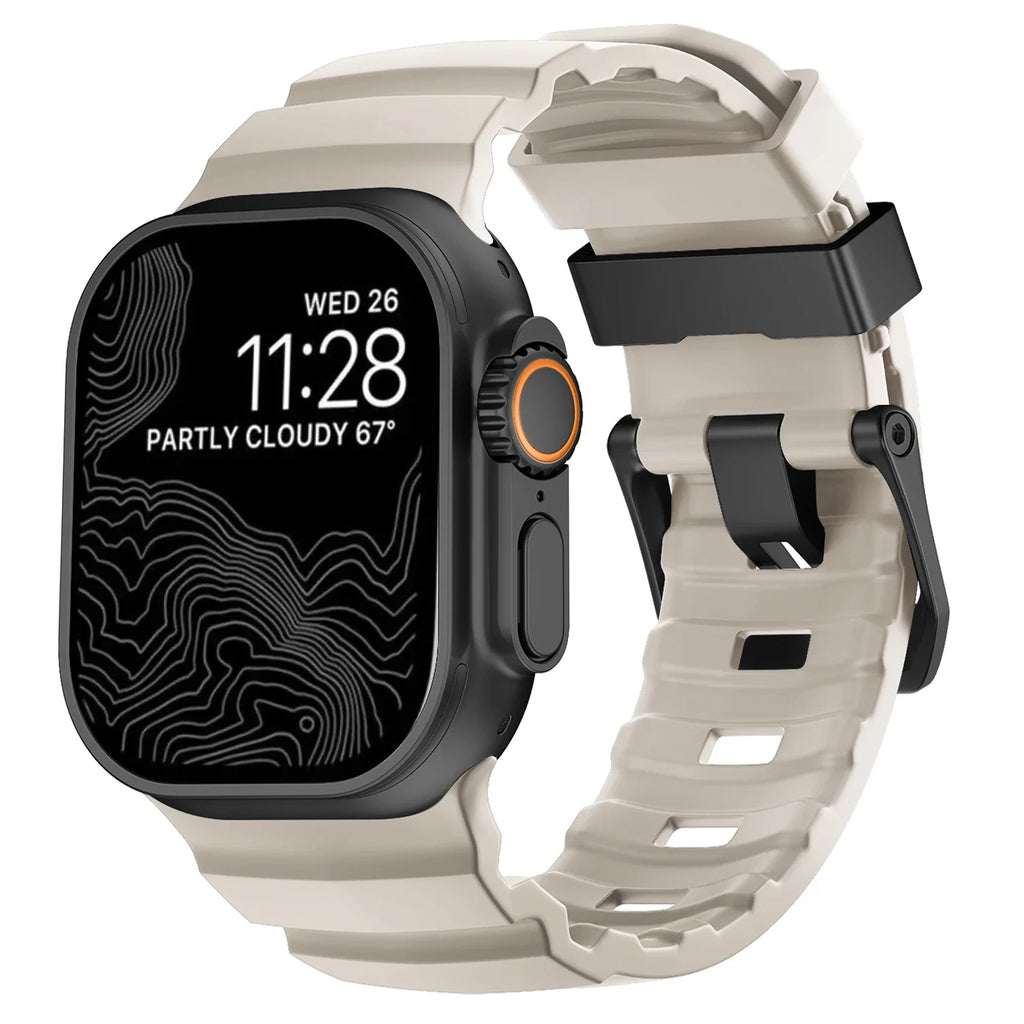 Correa de repuesto para Apple Watch de silicona gruesa blanca