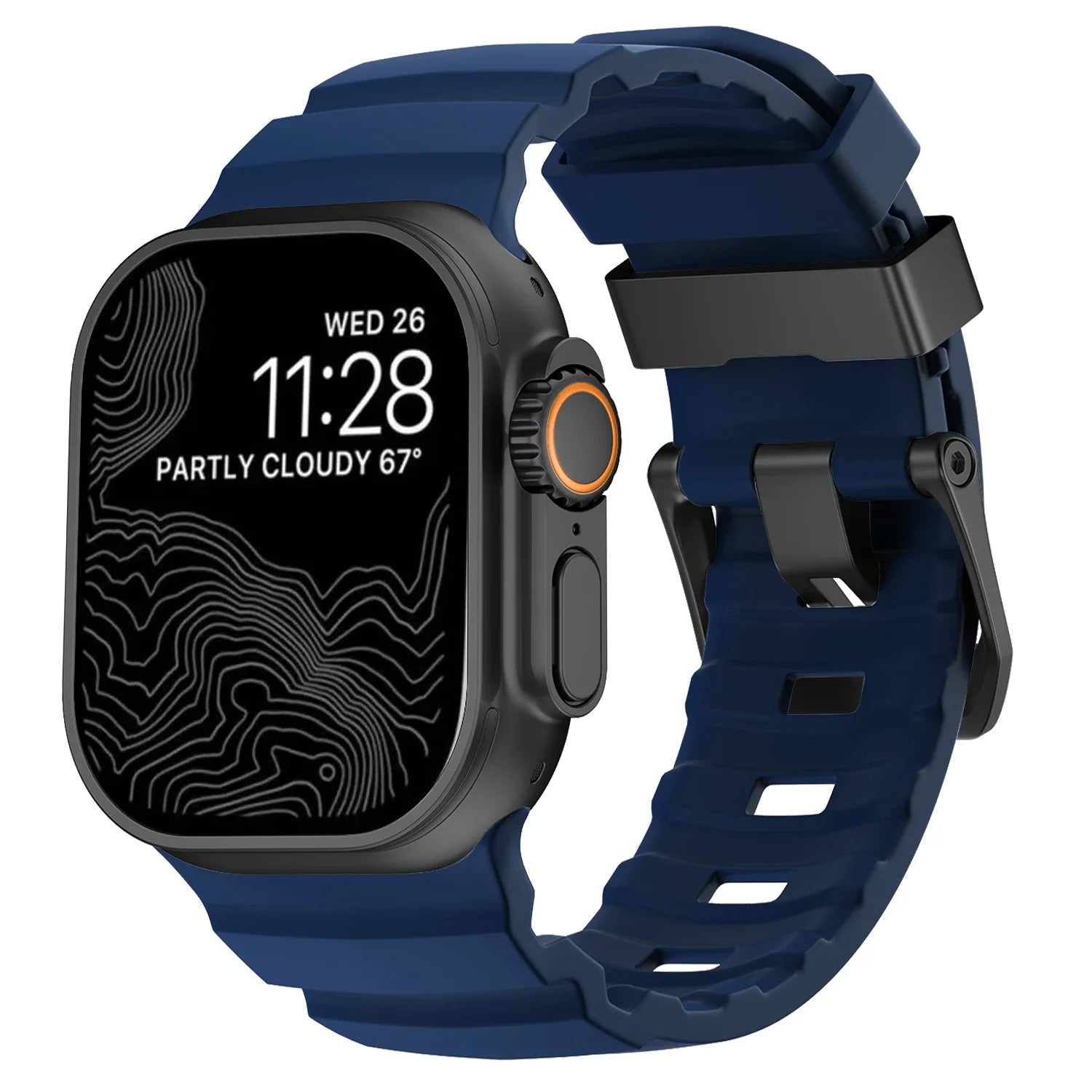 Correa de repuesto para Apple Watch de silicona gruesa azul noche