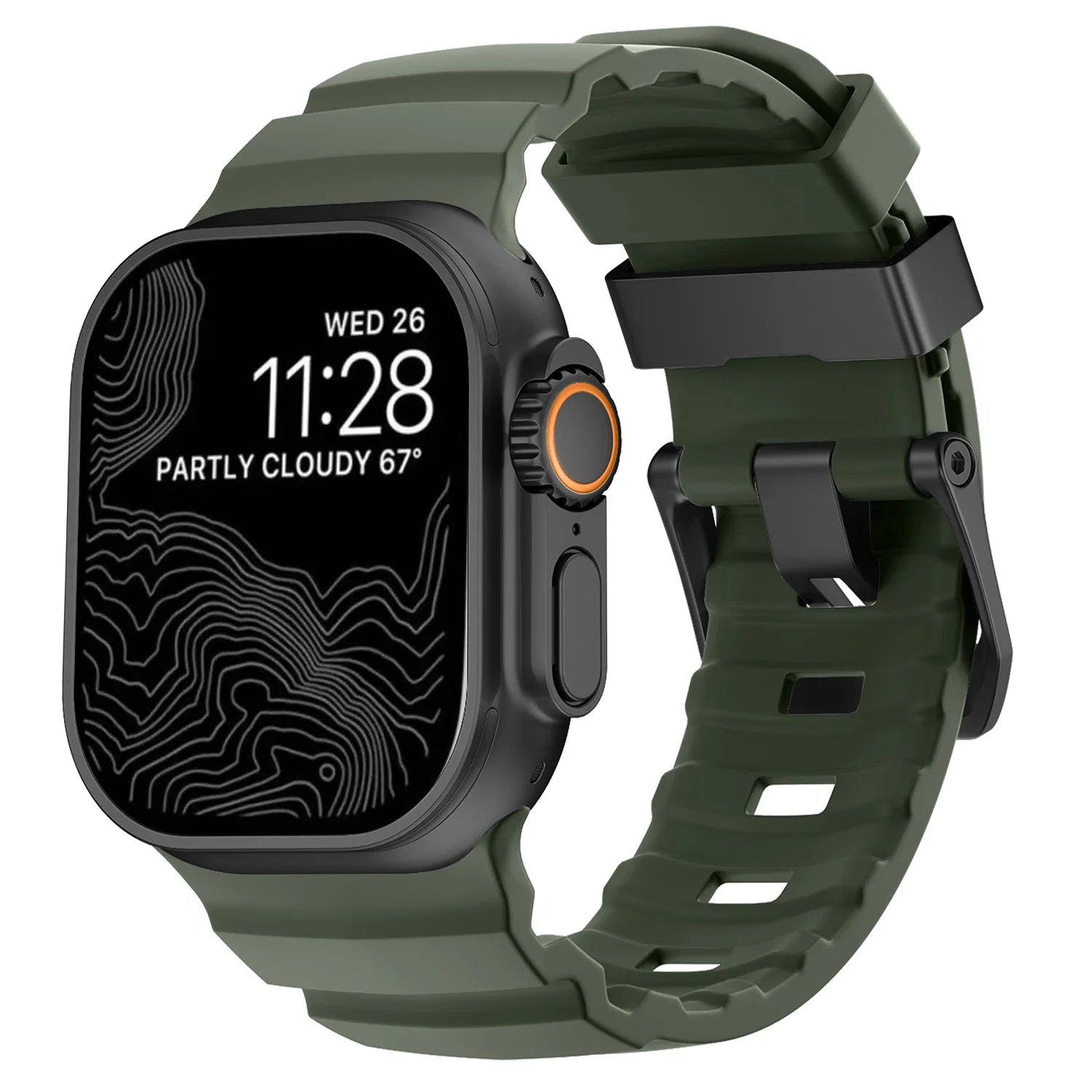 Correa de repuesto para Apple Watch de silicona gruesa verde negro