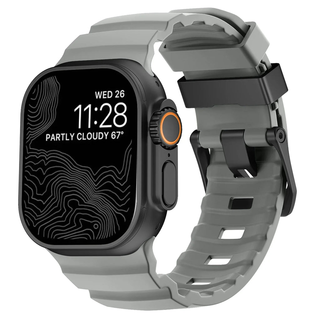 Correa de repuesto para Apple Watch de silicona gruesa gris