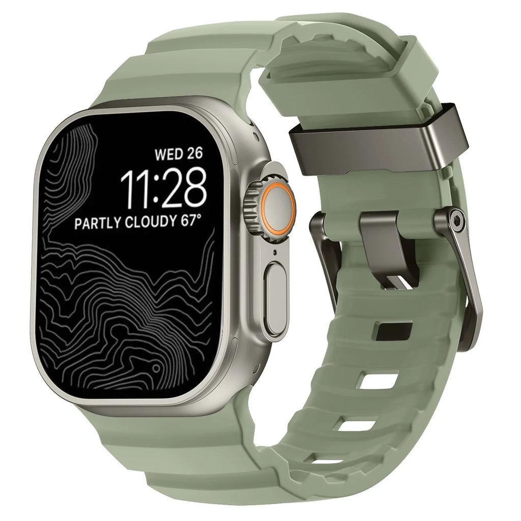Correa de repuesto para Apple Watch de silicona gruesa verde