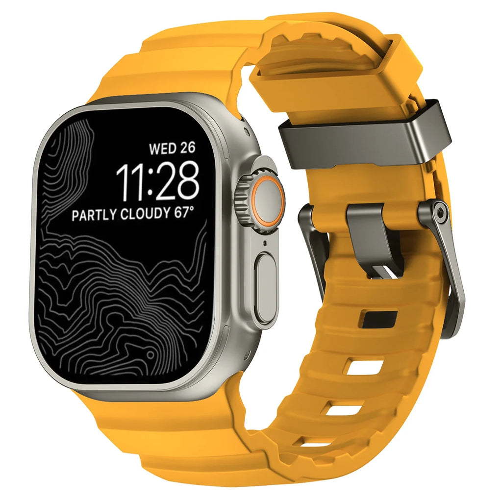 Correa de repuesto para Apple Watch de silicona gruesa amarilla