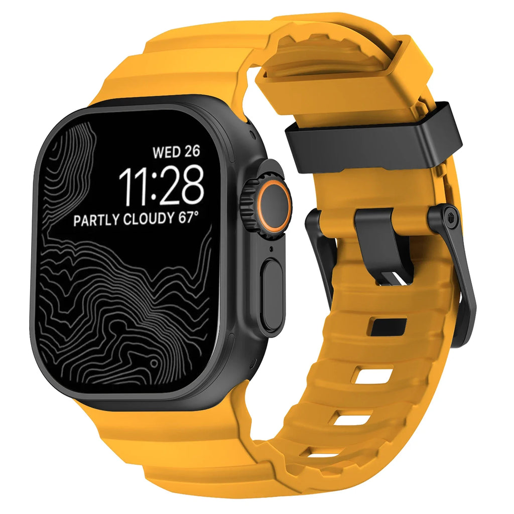 Correa de repuesto para Apple Watch de silicona gruesa amarilla