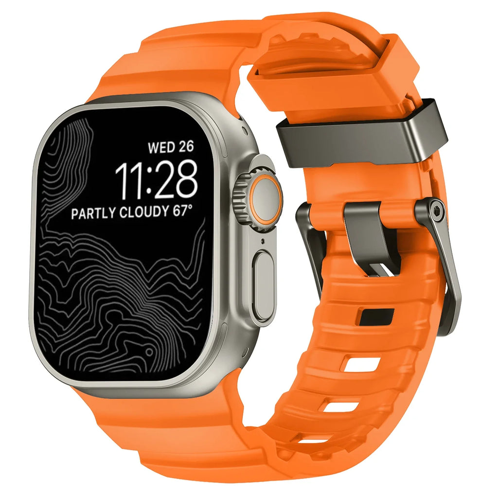 Correa de repuesto para Apple Watch de silicona gruesa naranja