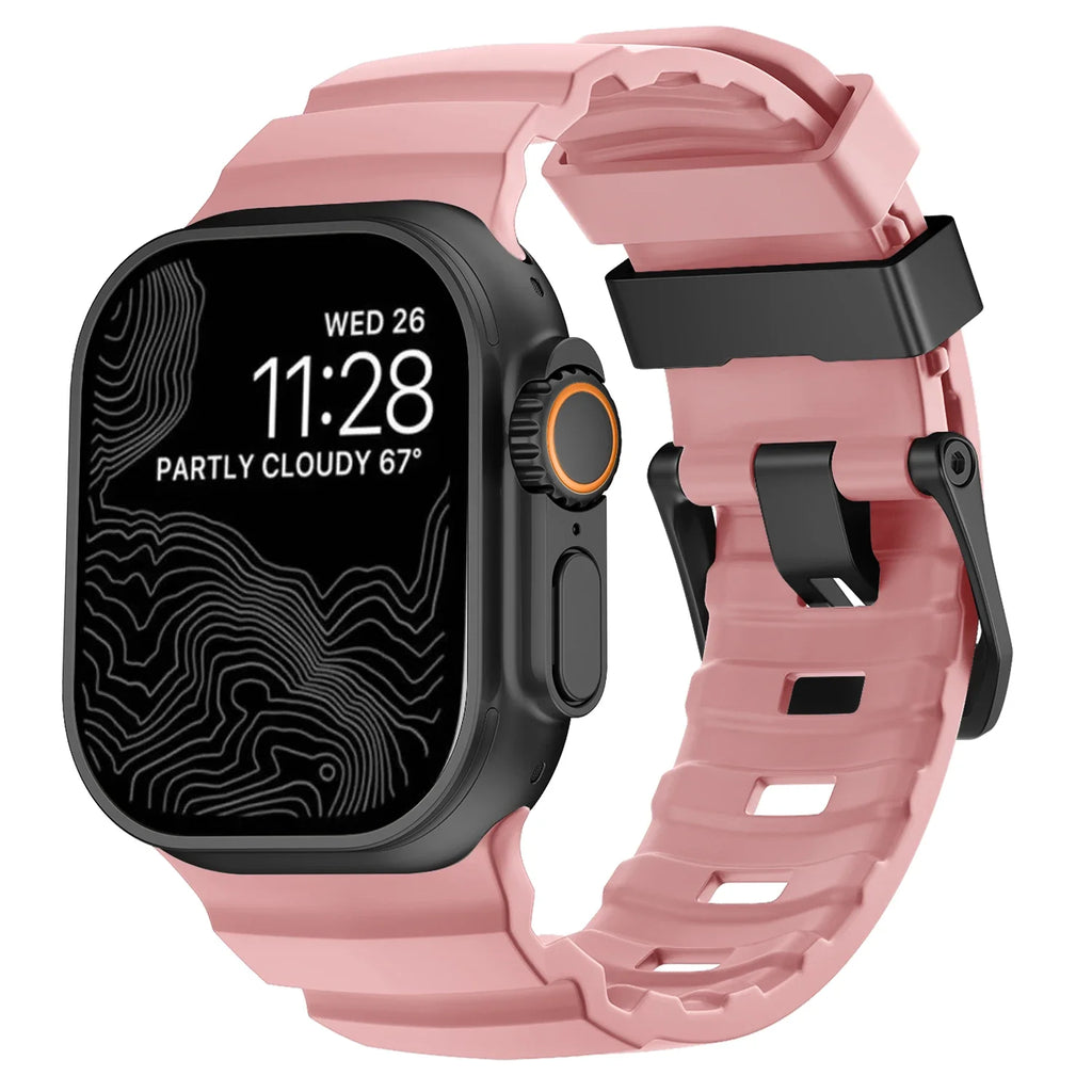 Correa de repuesto para Apple Watch de silicona gruesa rosa