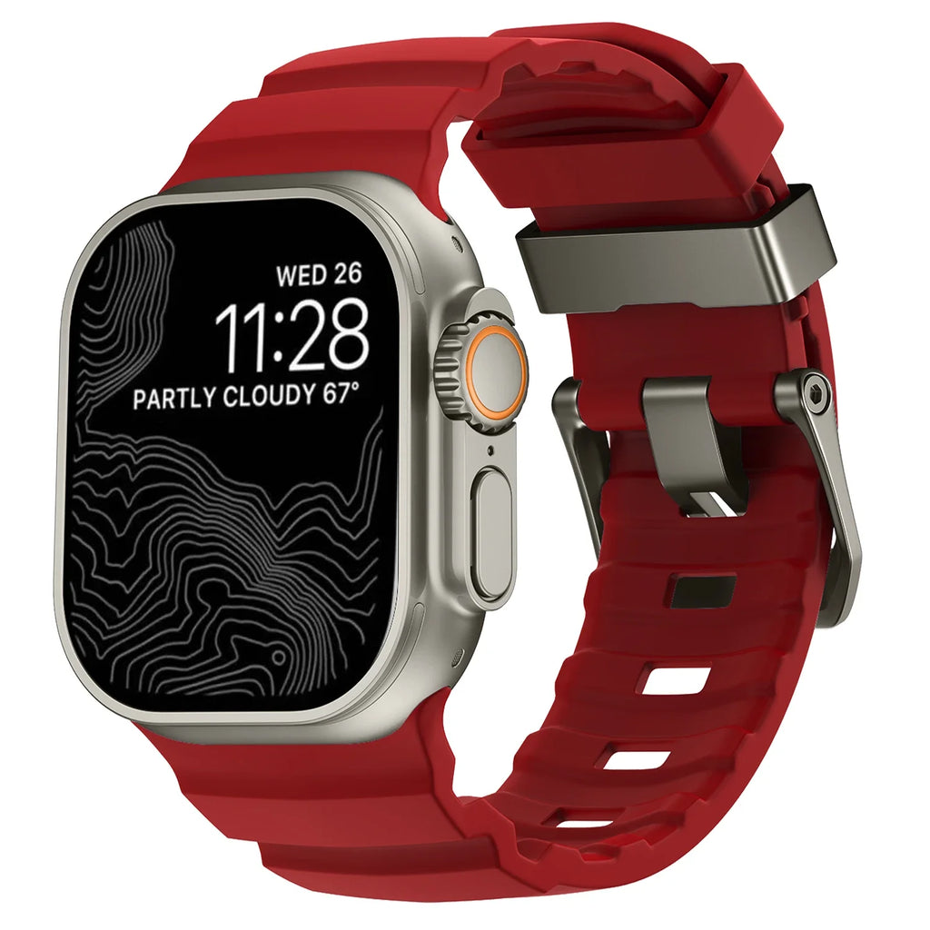 Correa de repuesto para Apple Watch de silicona gruesa roja