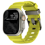 Correa de repuesto para Apple Watch de silicona gruesa verde amarillo