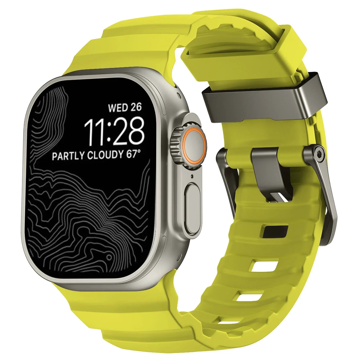Correa de repuesto para Apple Watch de silicona gruesa verde amarillo