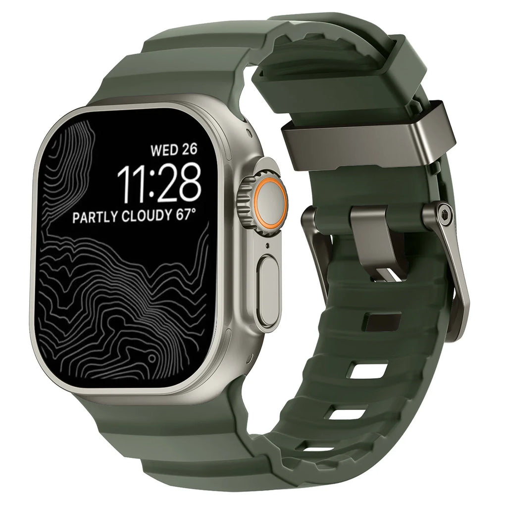 Correa de repuesto para Apple Watch de silicona gruesa verde