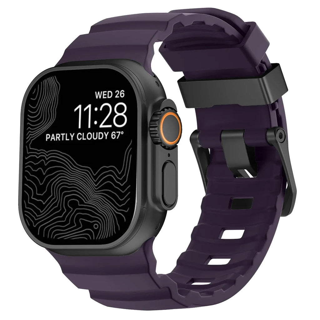 Correa de repuesto para Apple Watch de silicona gruesa morada