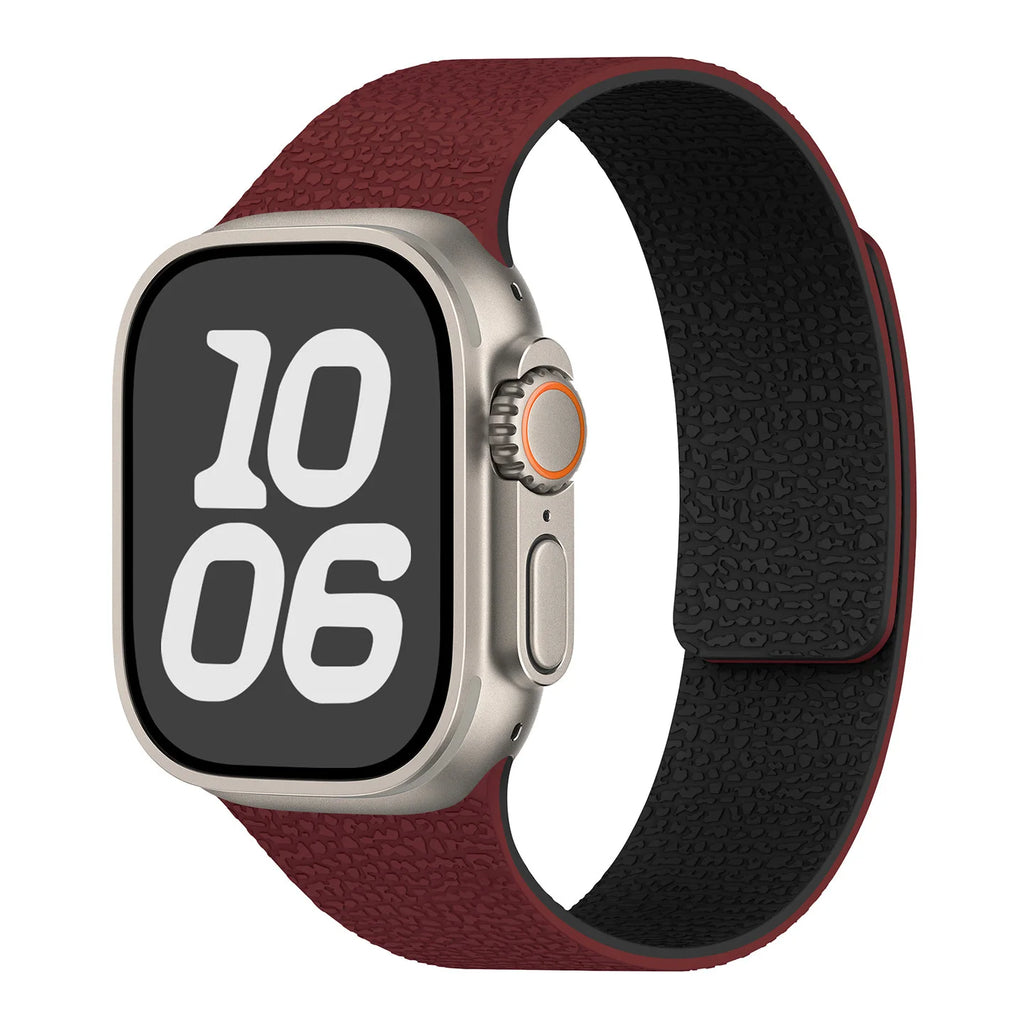 Pulsera de repuesto para Apple Watch de silicona magnética rojo negro