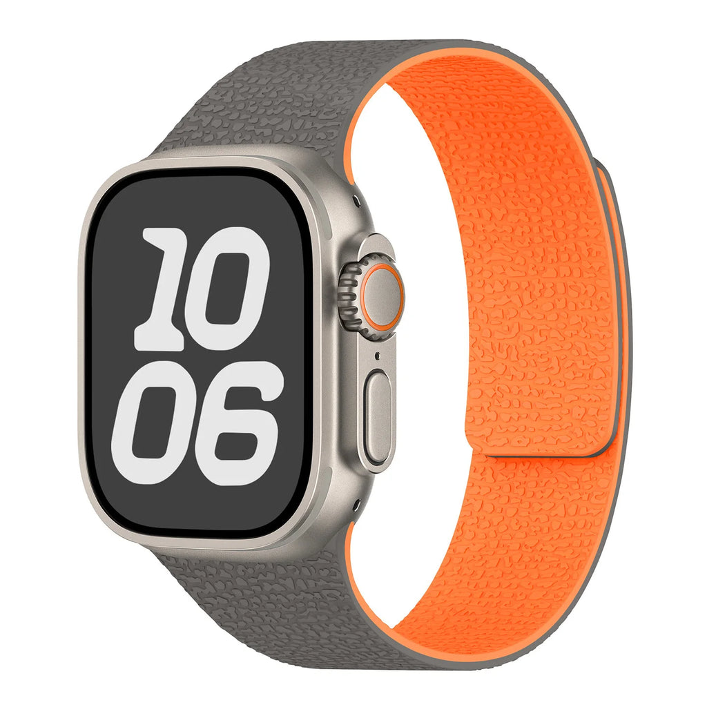 Pulsera de repuesto para Apple Watch de silicona magnética gris naranja