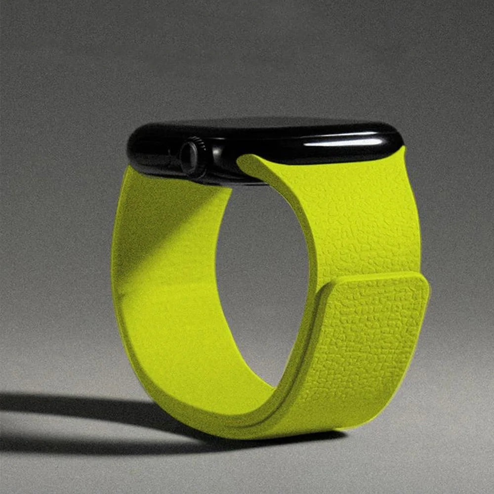 Pulsera de repuesto para Apple Watch de silicona magnética amarillo fluorescente