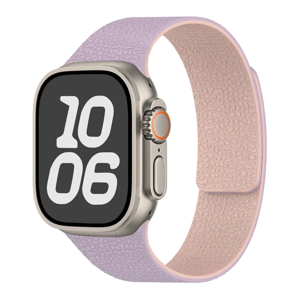 Pulsera de repuesto para Apple Watch de silicona magnética violeta rosa