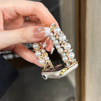 Correa de repuesto para Apple Watch con strass y perlas doradas y perla