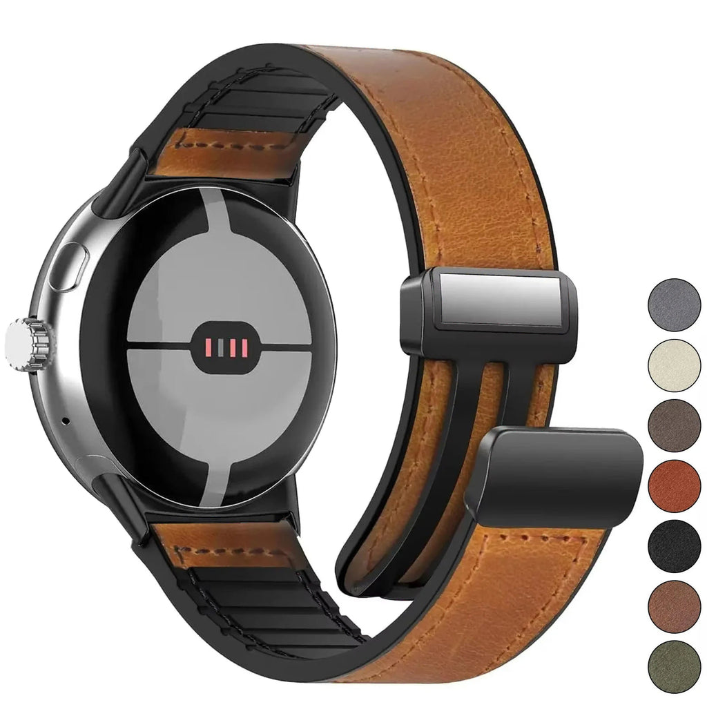 Correa de repuesto para Google Pixel Watch 1, 2, 3, 4, 41 mm, 45 mm, de cuero marrón 