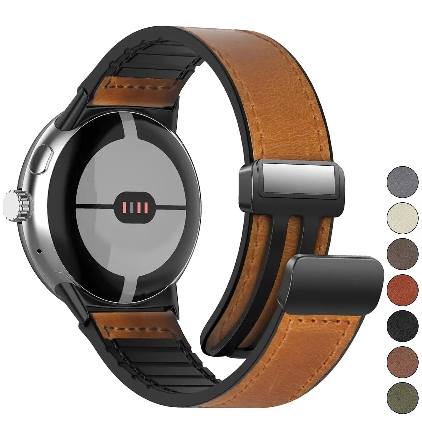Correa de repuesto para Google Pixel Watch 1, 2, 3, 4, 41 mm, 45 mm, de cuero marrón 