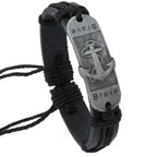 Pulsera de cuero Ancla de las Olas 