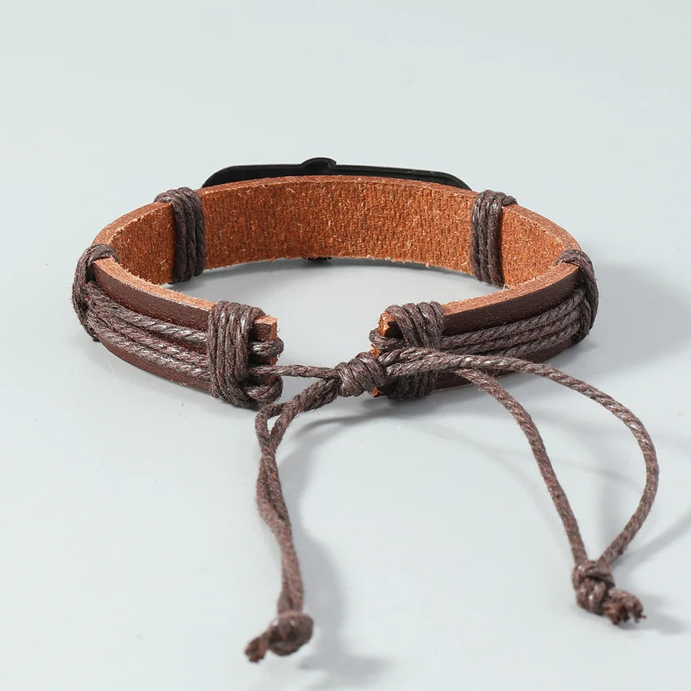 Pulsera de cuero Ancla de las Olas 