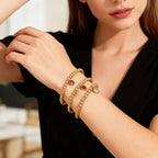 Pulsera dorada con piedra de nacimiento para mujer