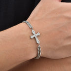 Pulsera doble cadena y cruz
