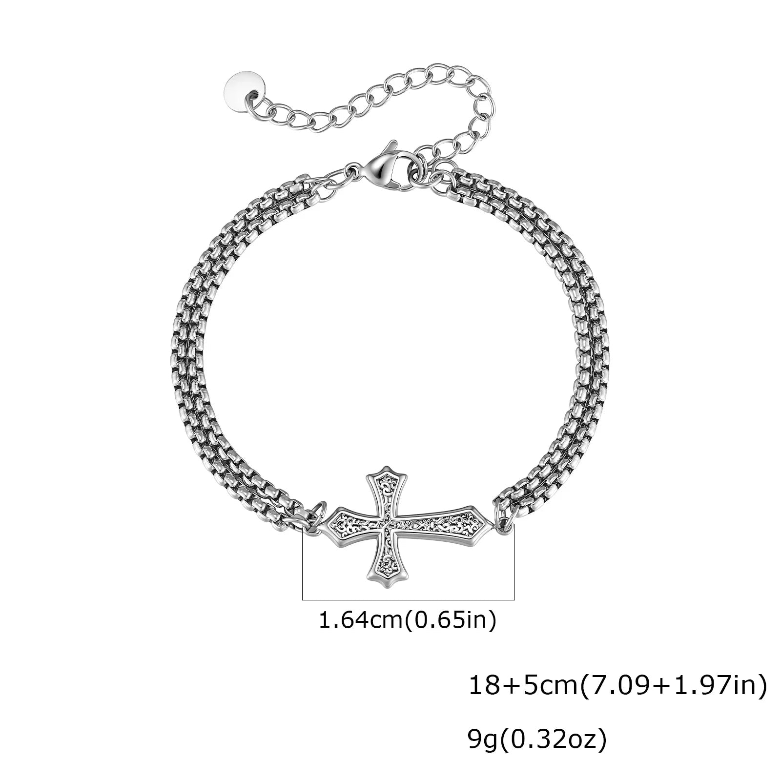 Pulsera doble cadena y cruz