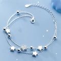 Pulsera de doble vuelta con estrellas plateadas