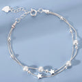 Double-row bracelet with stars and sandblasted beads