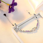  Pulsera elegante con corazón de circonio violeta