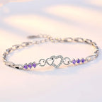 Pulsera elegante con corazón de circonio violeta